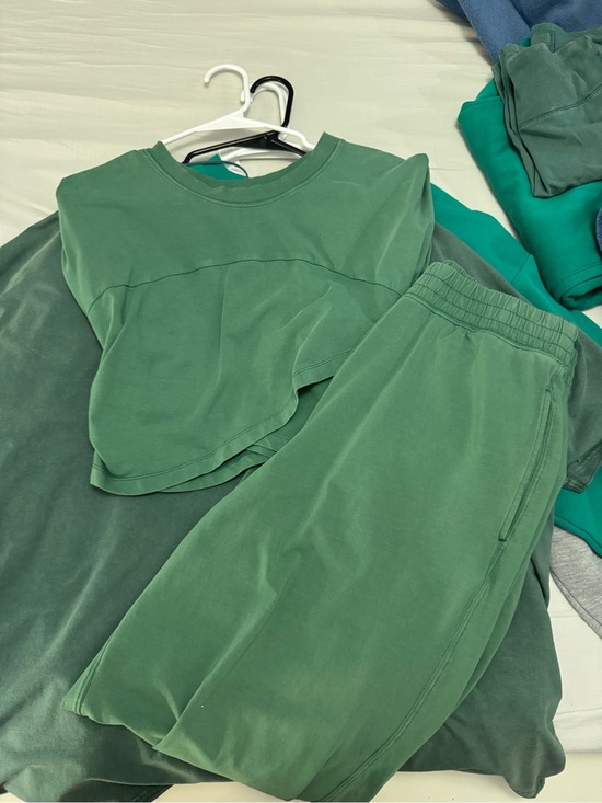 Free People Pants - Free People Emerald Green Cropped Sweatshirt & Joggers Set